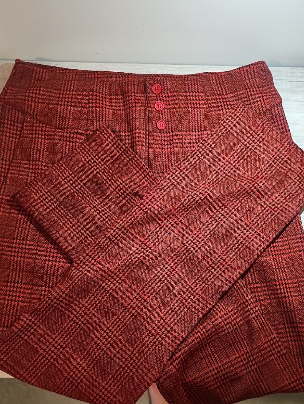 HALARA Red Plaid Skinny Pants - Picture 3 of 3